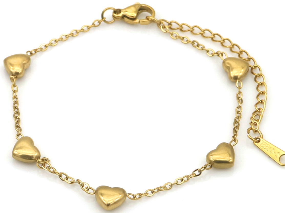 G-F7.5 B25106-075G S. Steel Bracelet Hearts 16-21cm