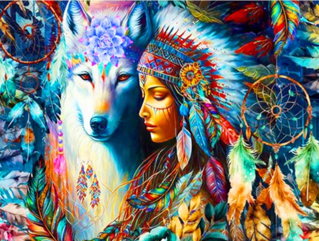 T-B5.2 DP2545042 Diamond Painting -Canvas 50x40cm - Painting 45x35cm Wolf-Girl T-B5.2 DP2545042 Diamond Painting -Canvas 50x40cm - Painting 45x35cm Wolf-Girl