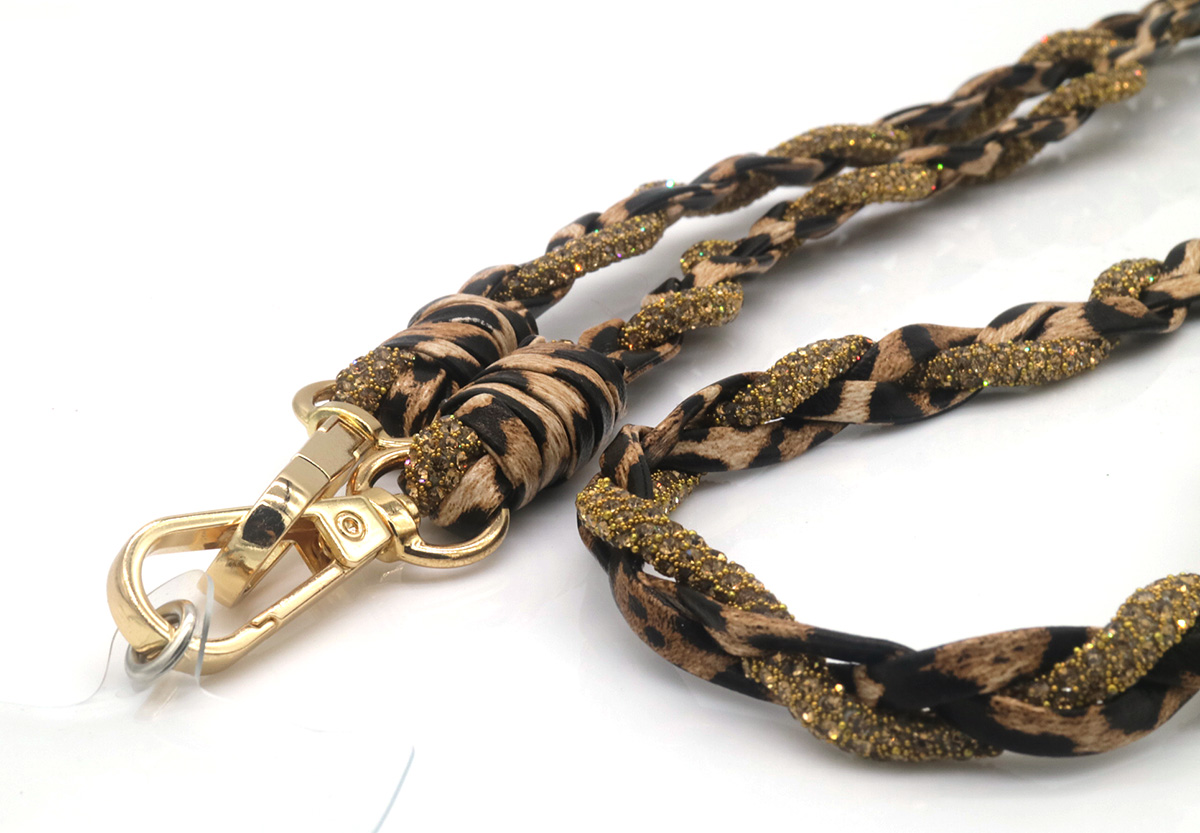 F-A11.1 KEY1027-004 Long Phone Cord Leopard Fabric - Glitters 120cm