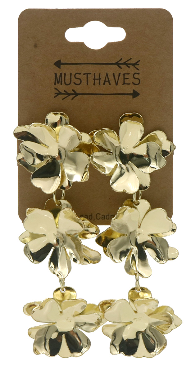 F-A11.1  E1145-006G Fashion Earrings Flowers 7cm
