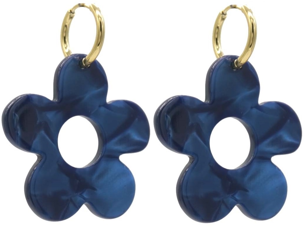 F-B4.5 E221-530 No. 4. S. Steel Earrings Flower 5cm