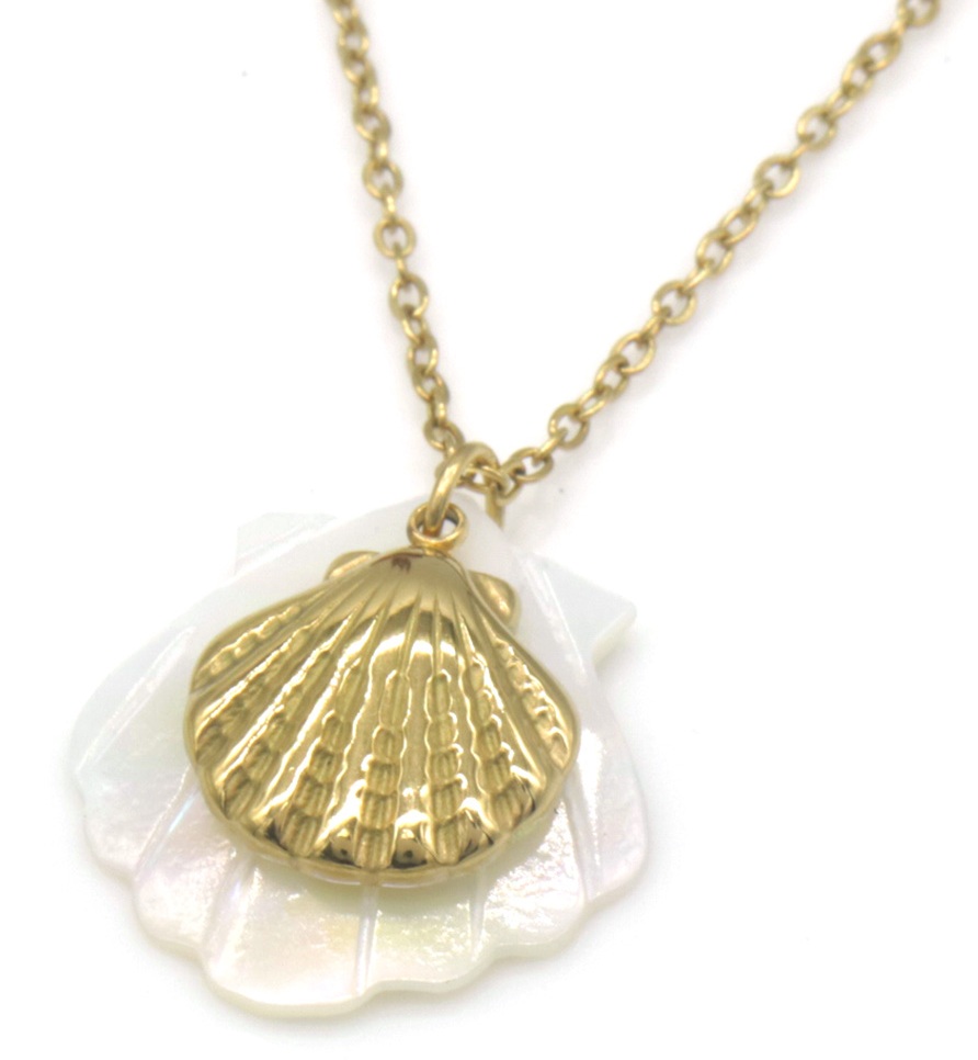 I-D3.1 N1033-005G S. Steel Necklace Shells 40-45cm