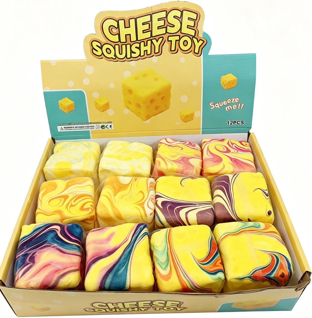 Q-A7.1 TOY019-002  Squishy Butter Slow Rising 7x7cm - 12pcs Multi Color