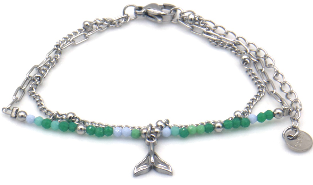 B-C18.4 B1036-006S S. Steel Bracelet Whale Tale 16-21cm