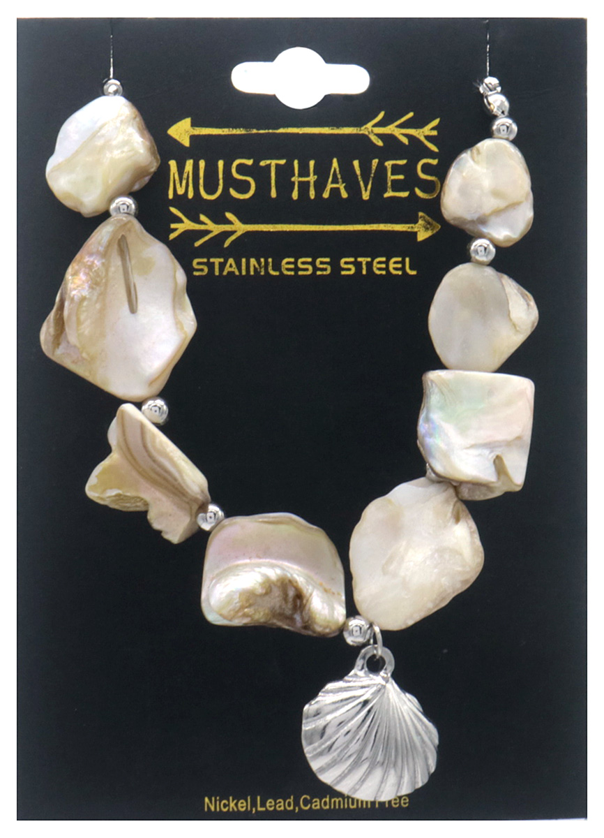 F-D8.1 B074-084S S. Steel Statement Bracelet Shells 16-21cm