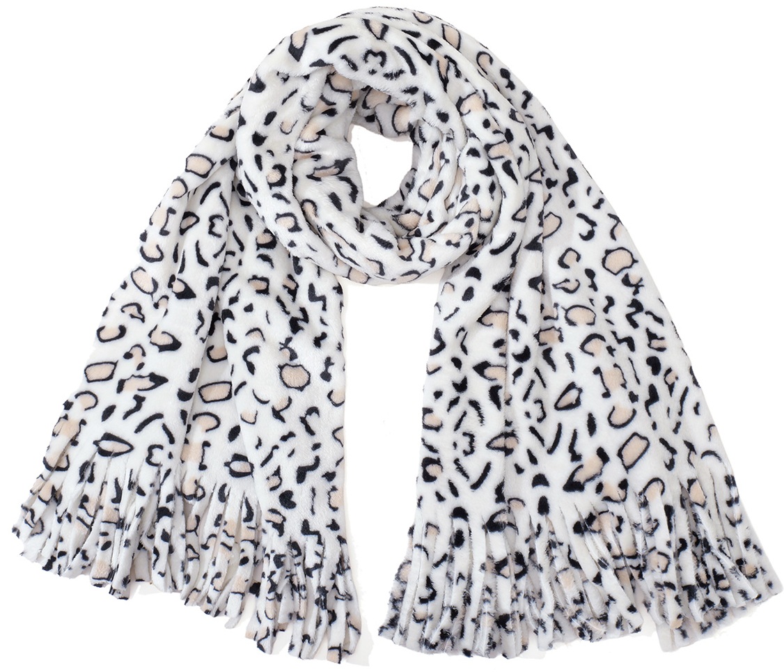 R-D8.1 SCARF1006-002-1 Soft Winter Scarf Leopard 180x60cm White R-D8.1 SCARF1006-002-1 Soft Winter Scarf Leopard 180x60cm White