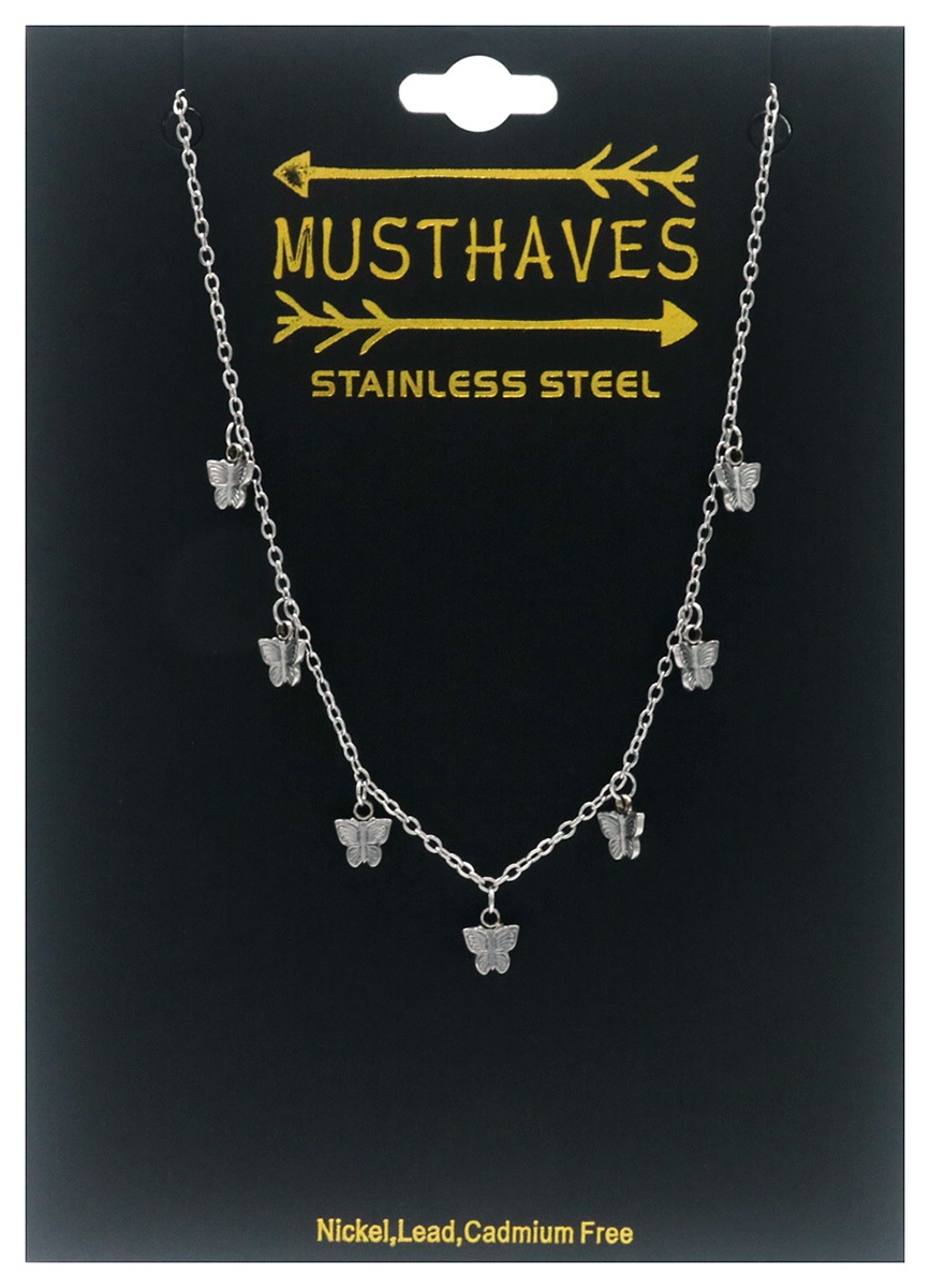 J-B8.2 N1033-001S S. Steel Necklace Butterflies 40-45cm