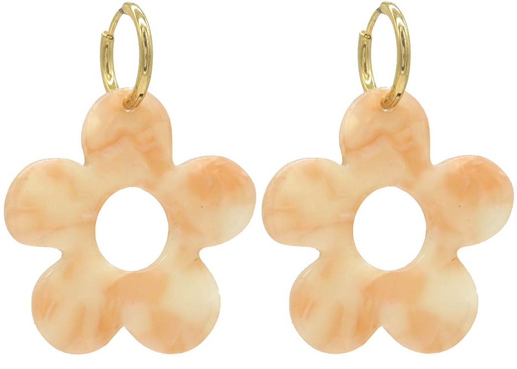 F-A18.4 E221-530 No. 8. S. Steel Earrings Flower 5cm