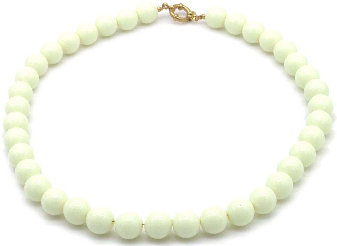 F-D12.1 N1036-015-3 Necklace 12mm Beads S. Steel Lock 45cm