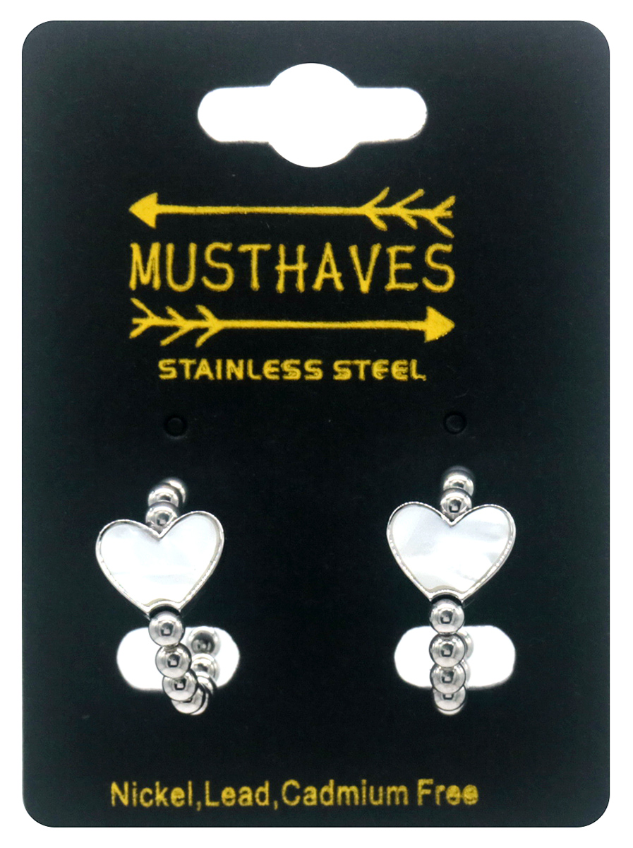 F-A5.4 E2583-059S-2 S. Steel Earrings Heart MOP 2cm