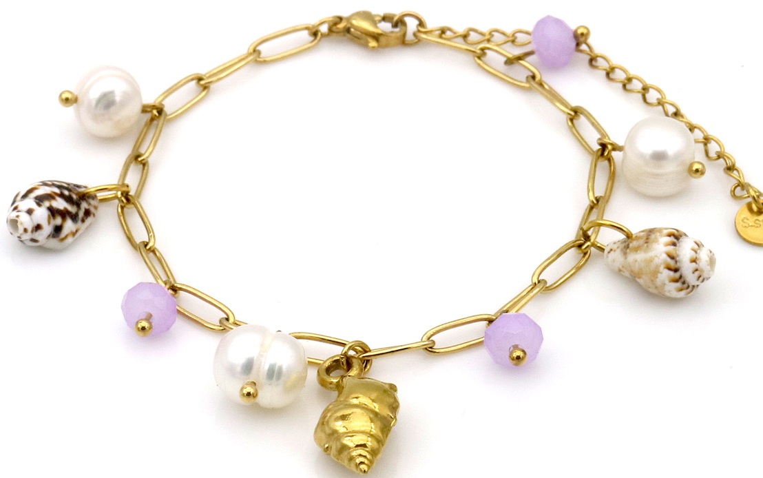 G-C23.2  B25106-039G S. Steel Bracelet Shells 16-21cm