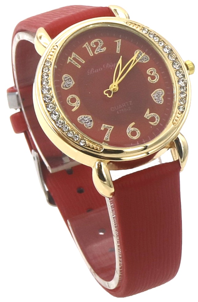 C-F17.3 W001-016-8 Quartz Watch PU Strap 36mm Red