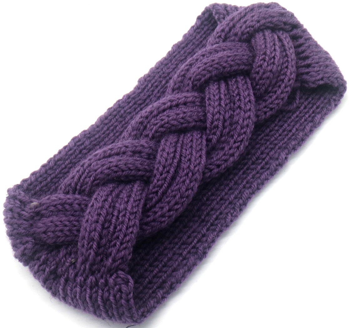 L-F7.1 H071-016-1 Knitted Winter Headband Purple