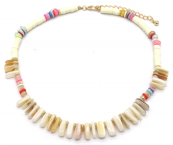 I-F16.2 N536-217 Shell Necklace 42-49cm - Beige