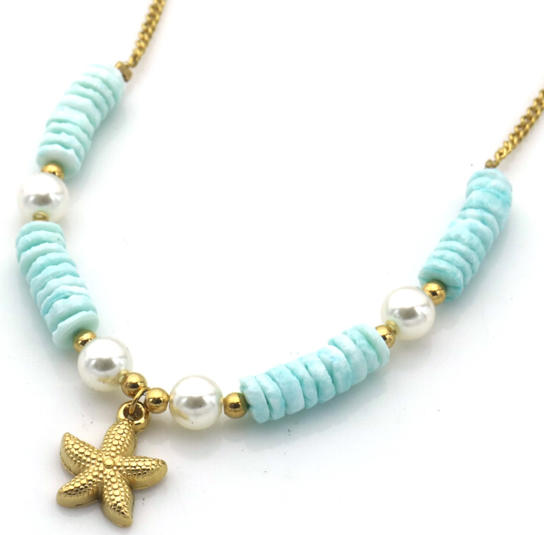 J-C4.1 N074-007G-2 S. Steel Necklace Starfish 40-45cm