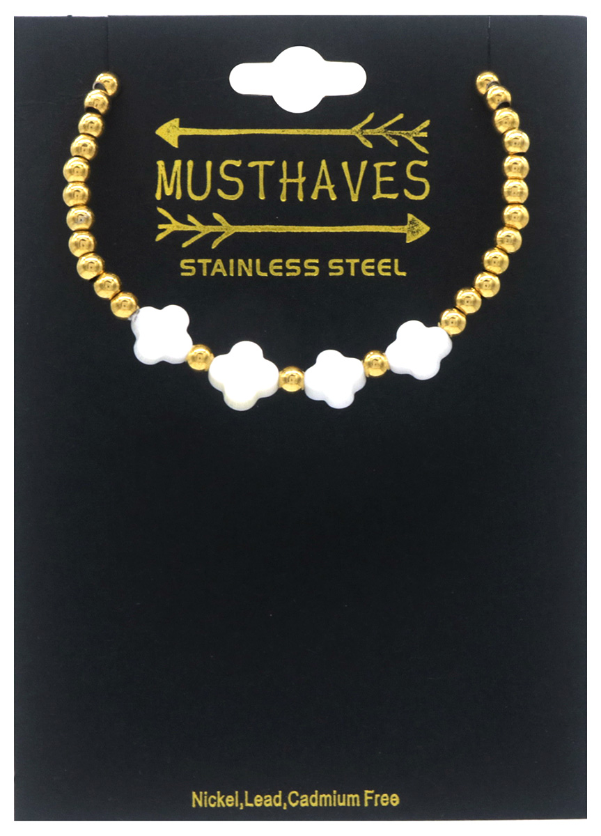 J-E6.3 B100-032 S. Steel Bracelet Clovers