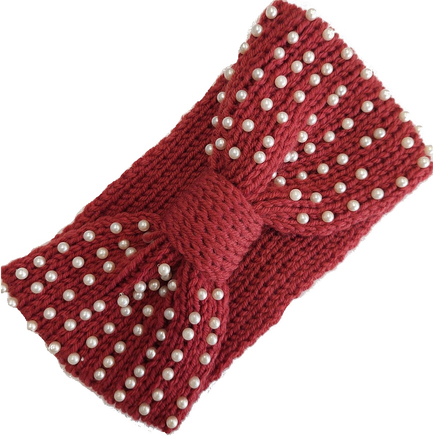 J-D1.1 H401-069 Winter Headband Pearls Red