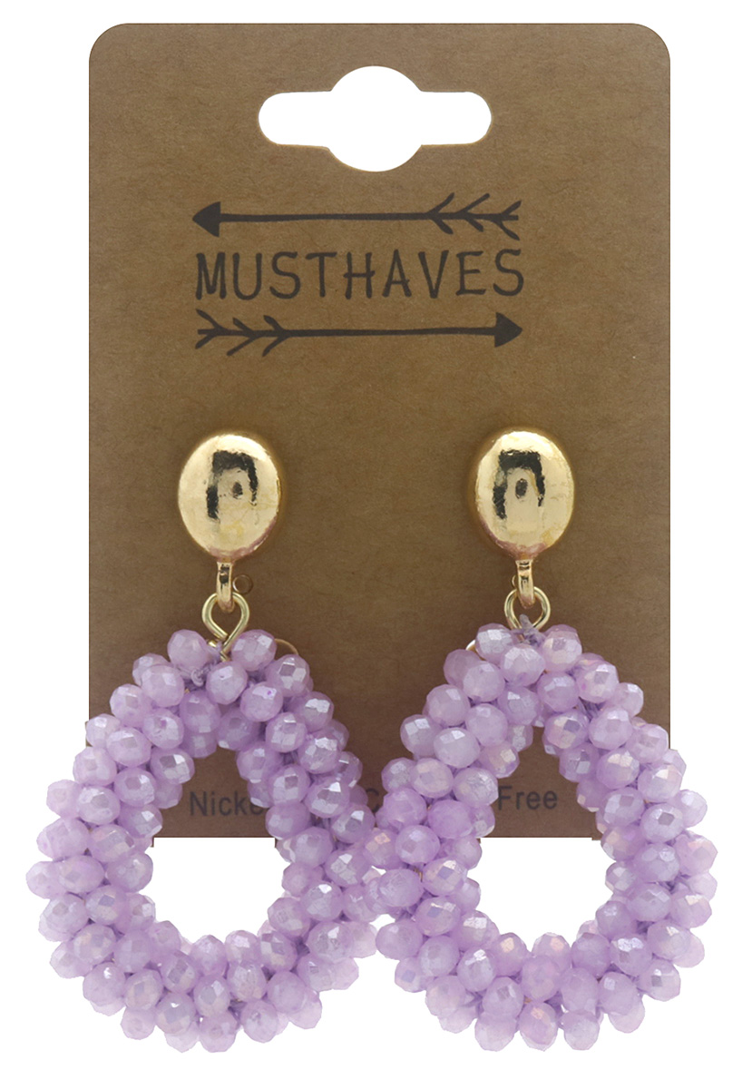 G-B25.1 E007-058-3 Faceted Glass Earrings 4.5x2.8cm
