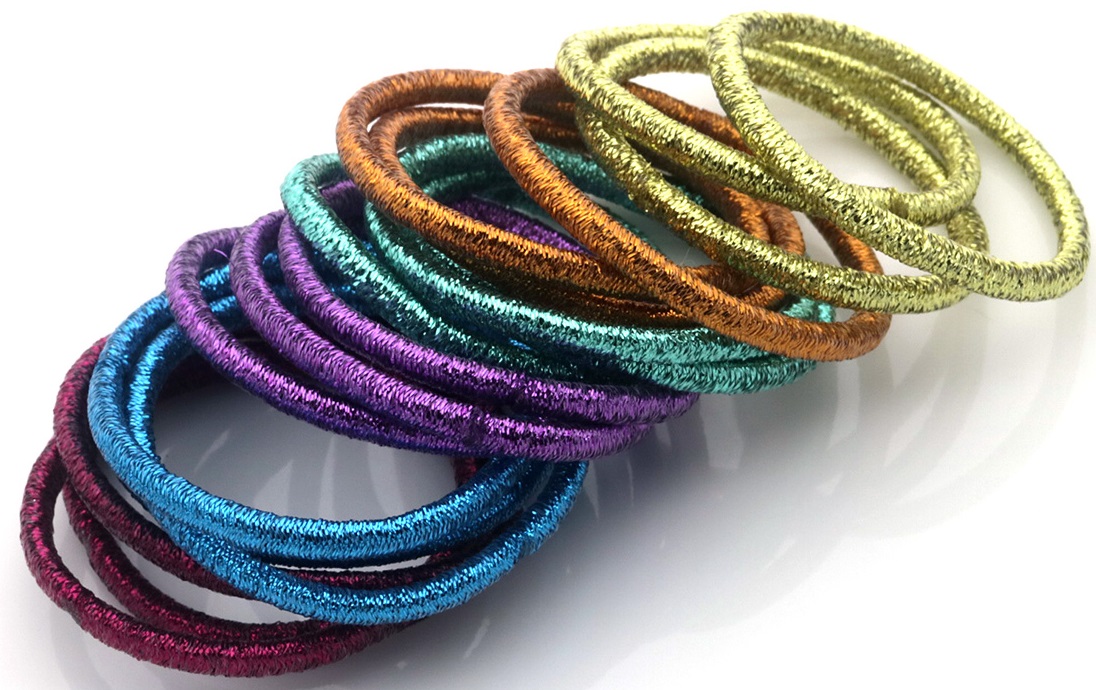 S-E2.4 H924-001-2 Hair Elastics Glitter - 18pcs