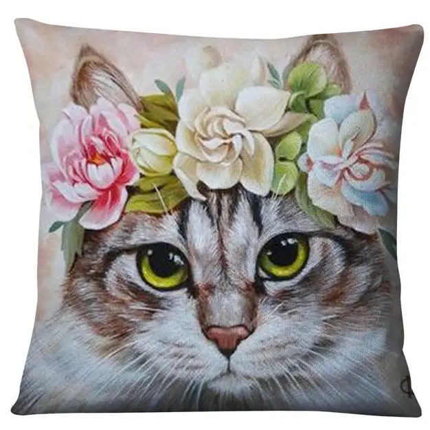 K-D8.1 ASHBZ2029 Diamond Painting Pillow 40x40cm Cat