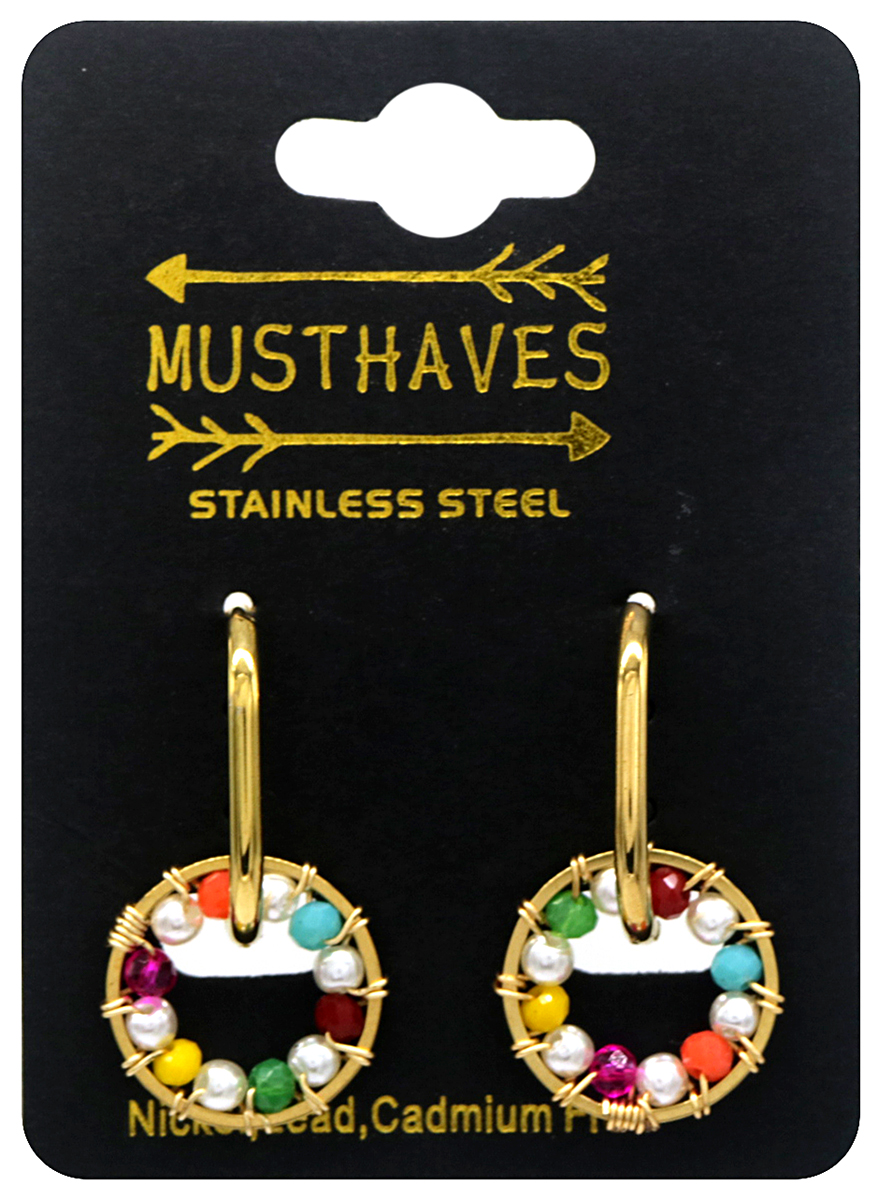 C-C20.4 E221-310G S. Steel Earrings Circle Multi Color 3cm