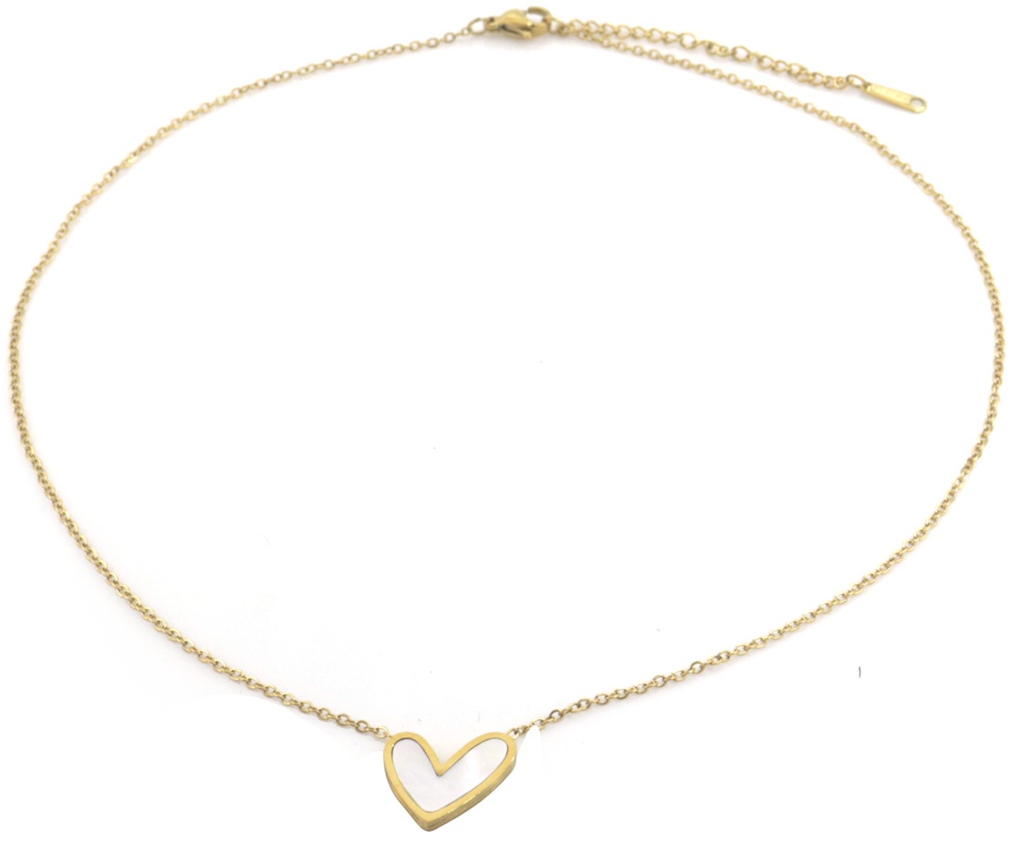 D-B3.1 N2517-016G S. Steel Necklace Heart MOP 40-45cm