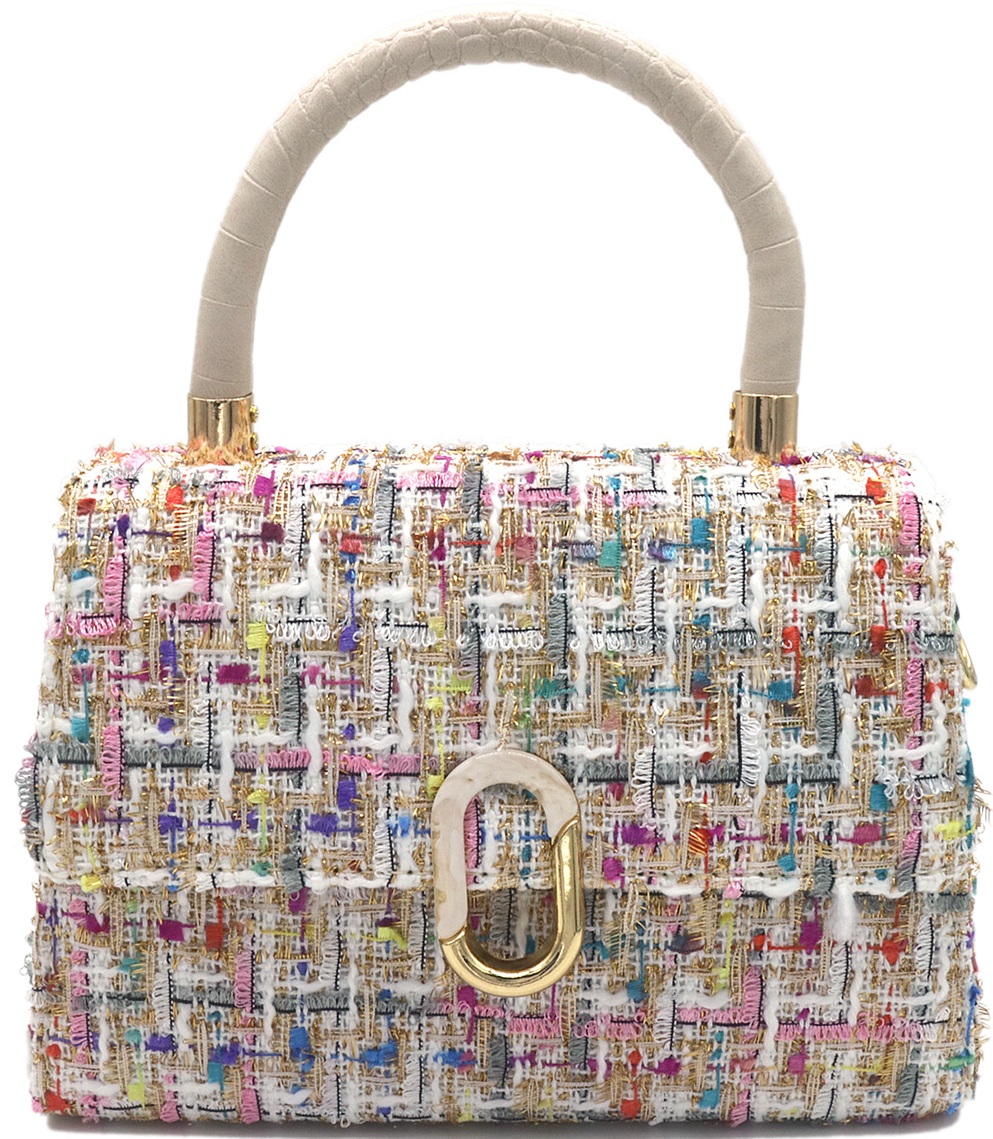 Q-I4.2  BAG1020-001-3 PU with Fabric Bag 21x16x8cm Multi Color