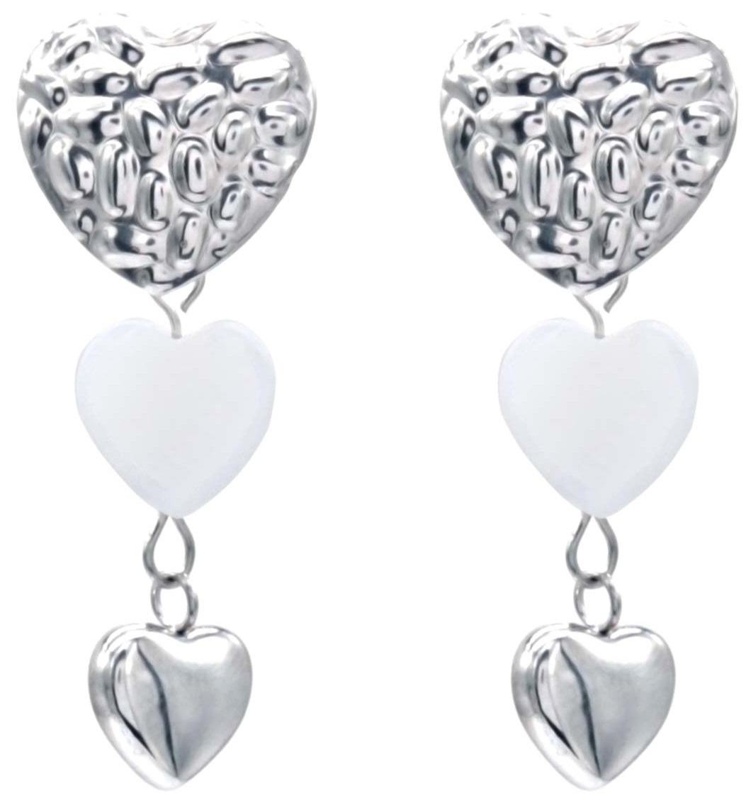 A-A8.3 E221-509S S. Steel Earrings Hearts 4cm