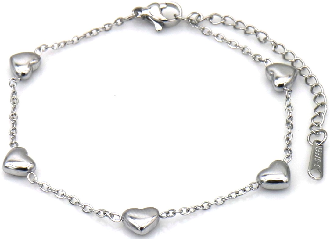 G-F4.1 B25106-075S S. Steel Bracelet Hearts 16-21cm