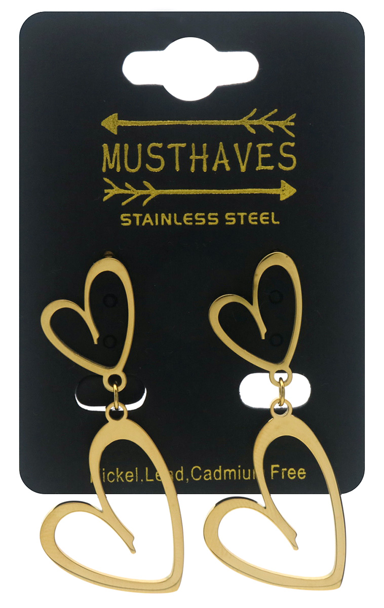 E-D15.3 E091-126G S. Steel Earrings Hearts 4.5cm
