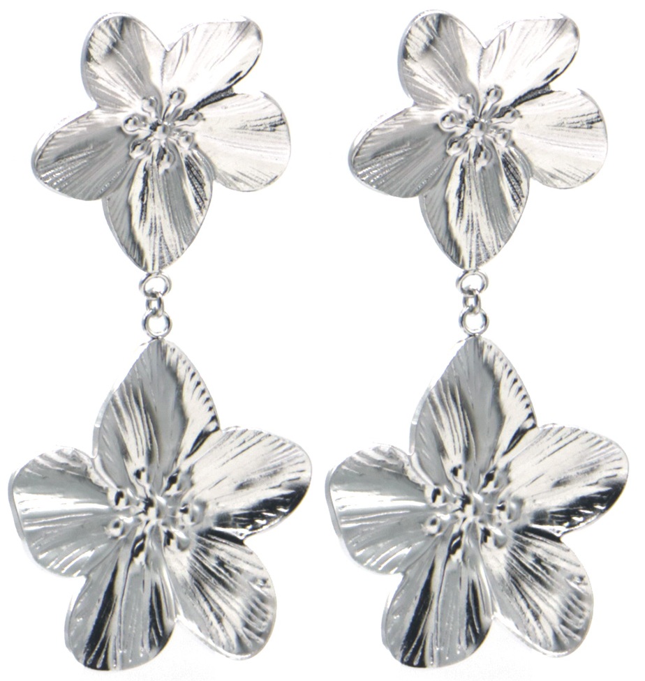E-F17.1  E2583-076S S. Steel Earrings Flowers 6cm