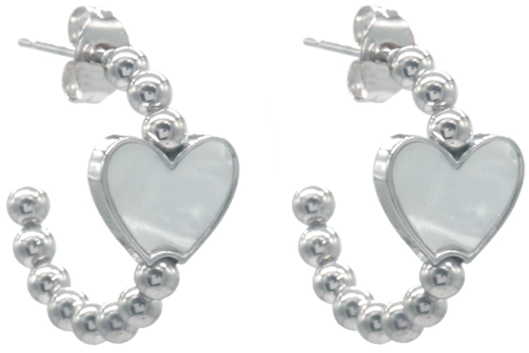 F-A5.4 E2583-059S-2 S. Steel Earrings Heart MOP 2cm