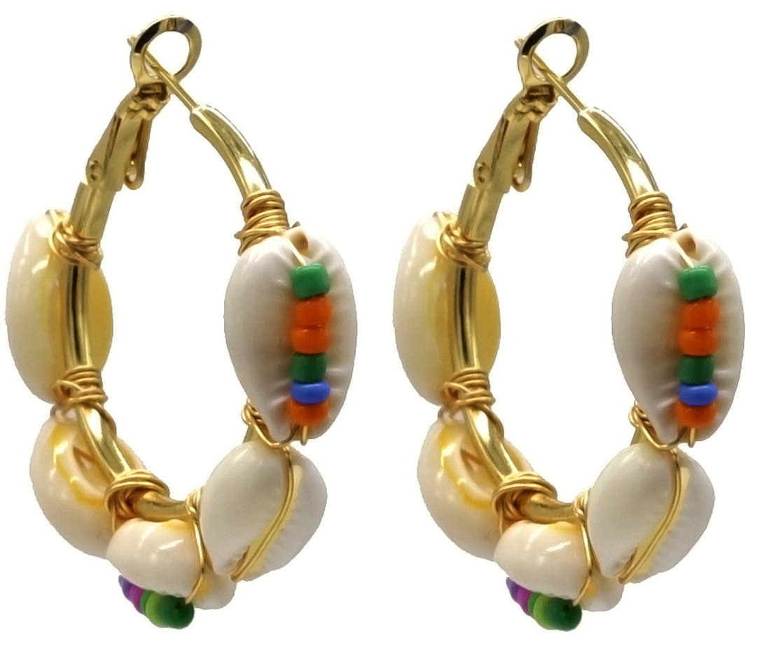 G-D10.1 E221-474 S. Steel Earrings Shells 4cm