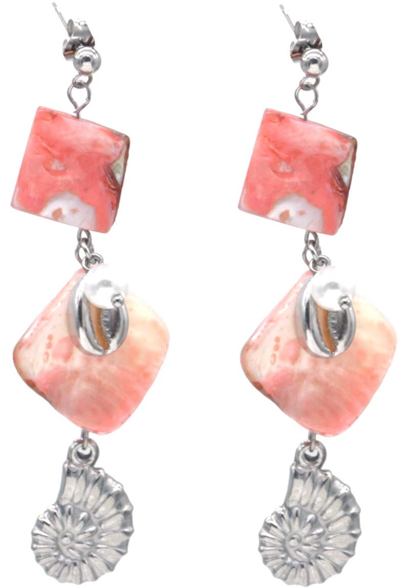 H-F6.5 E074-097S S. Steel Earrings Shells 6.5cm