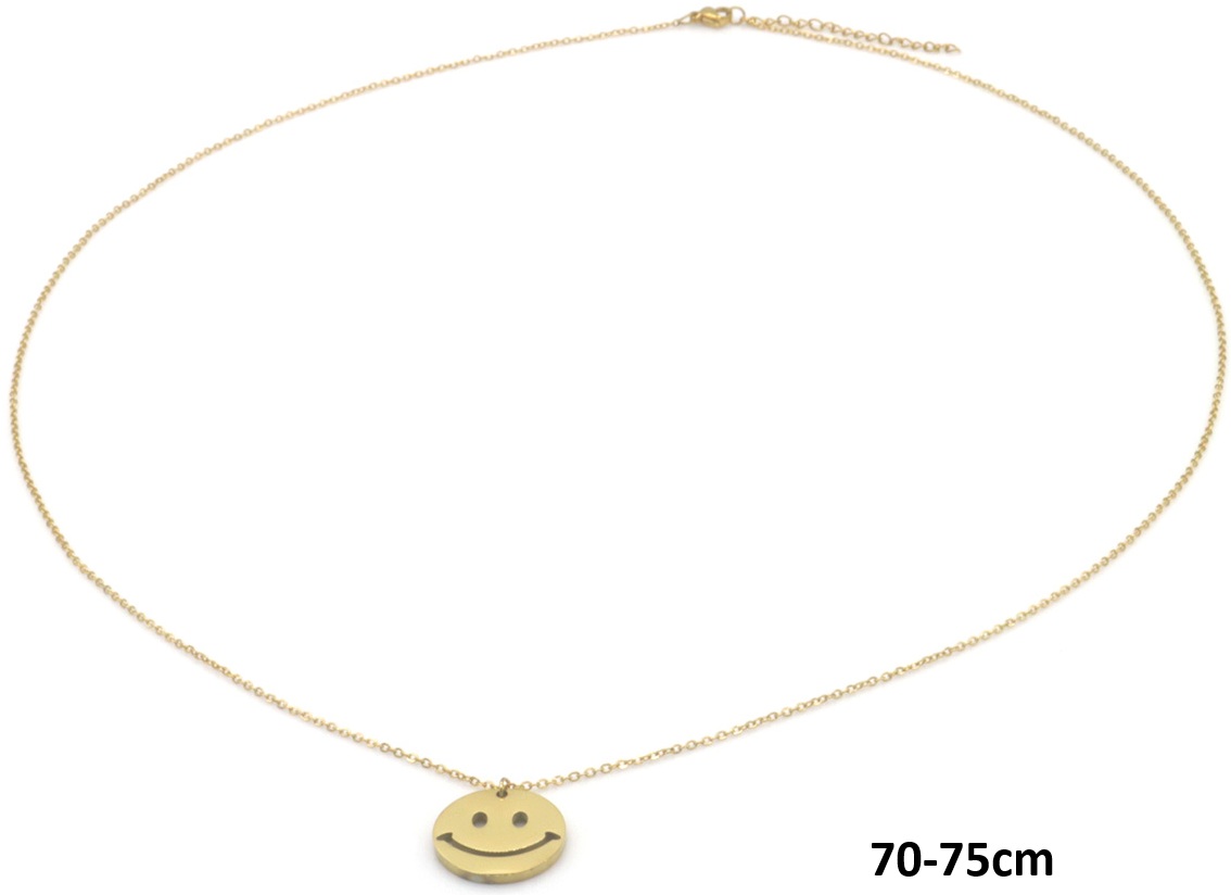 F-B20.4 N2556-059G Long S. Steel Necklace Smiley 70-75cm