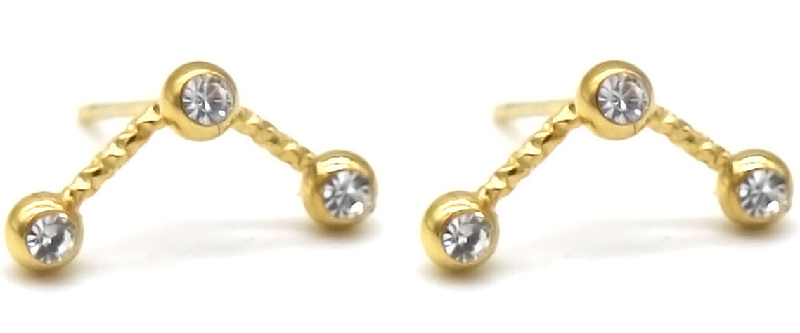 C-A5.4 E2275-003G S. Steel Earrings Crystal 1.5cm