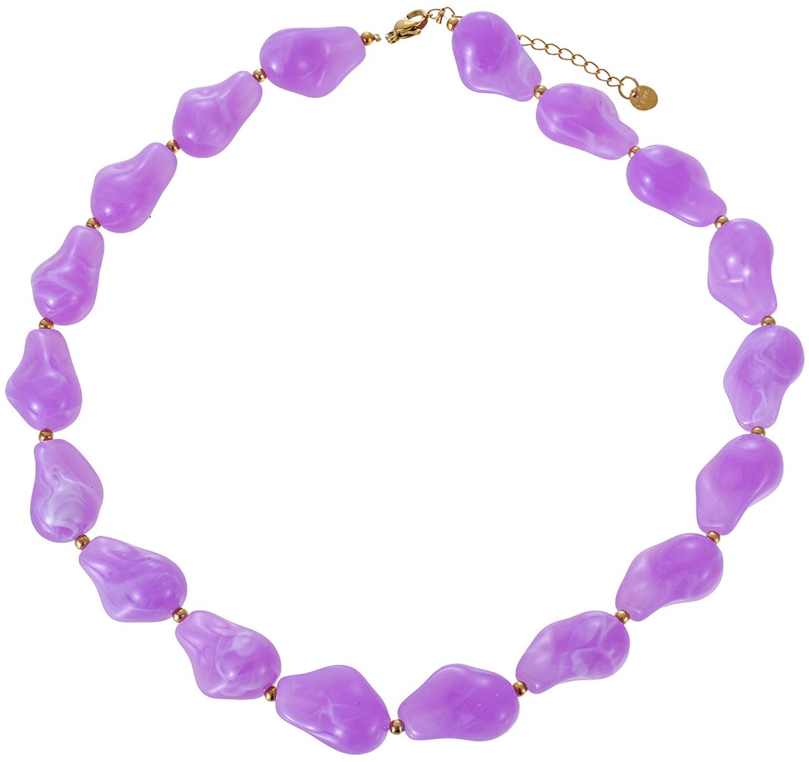 C-F10.1 N1144-023-1 S. Steel Necklace Acrylic Beads - 40-45cm Purple