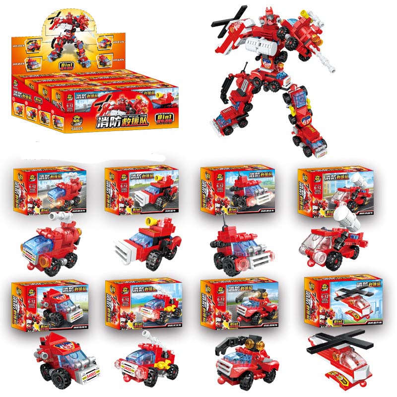 Y-D3.1 TOY2581-014 Building Block Set Robot 8 in 1 - 8pcs in Display