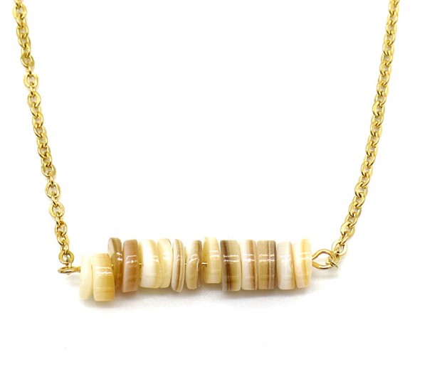 E-C11.1 N2121-012G S. Steel Necklace with Stones Gold