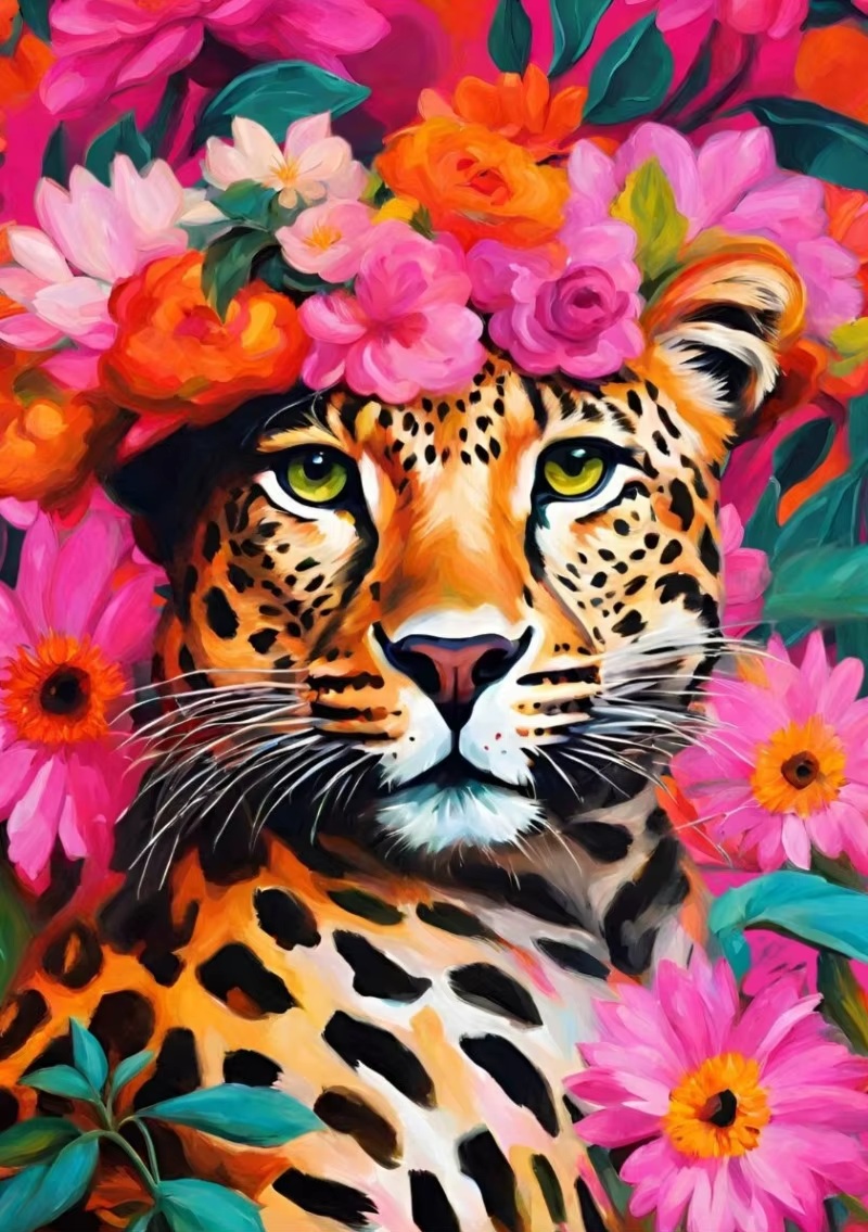 T-B2.1 DP2545068 Diamond Painting -Canvas 30x20cm - Painting 25x15cm Leopard