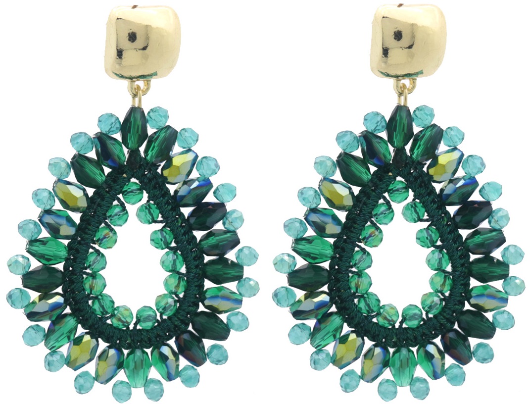 G-B9.3 E007-050-4 Earrings Faceted Glass 6x4cm