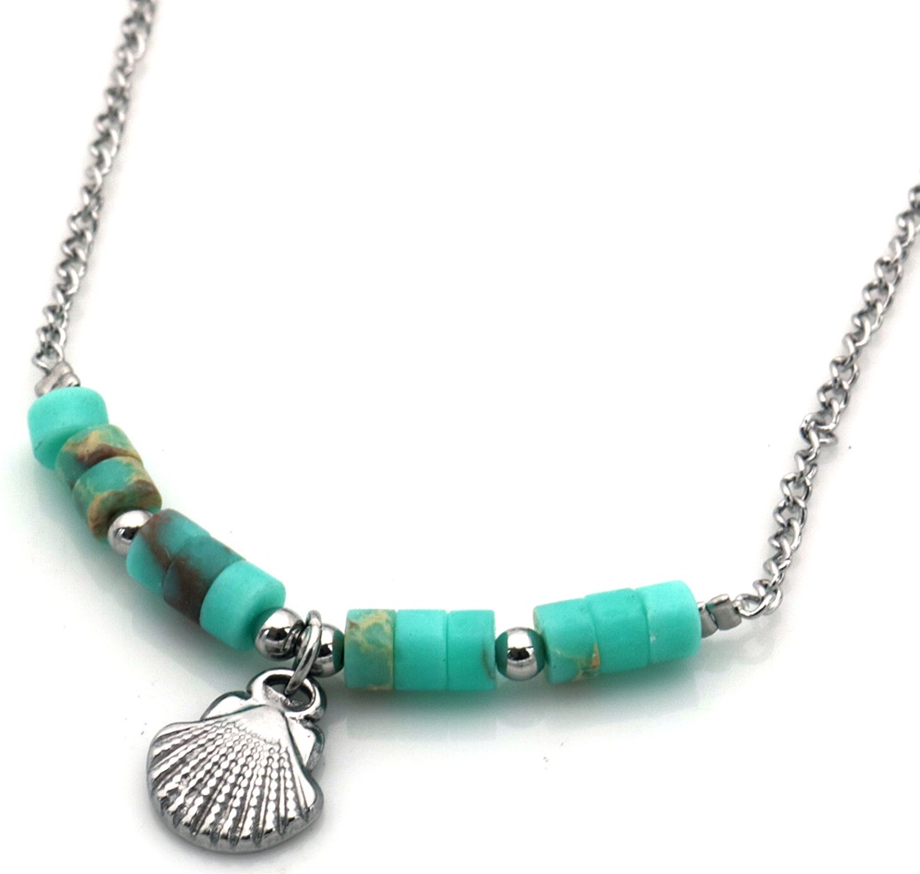 J-F4.1 N074-008S S. Steel Necklace Shell 40-45cm