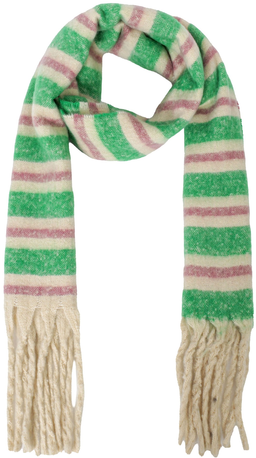 Q-A6.1  SCARF1107-042-8 Winter Scarf Stripes 190x40cm Green