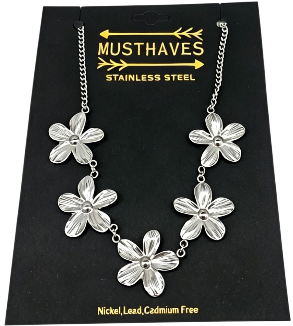 G-C15.1 N2616-047S S. Steel Necklace Flowers 40-45cm