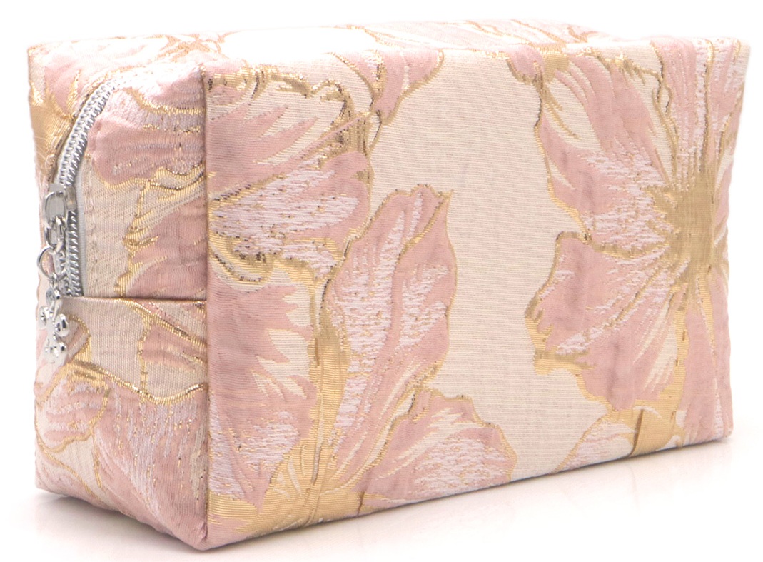 Q-B3.1 BAG1015-001-3 Make Up Bag Flowers 18x11x7cm Pink