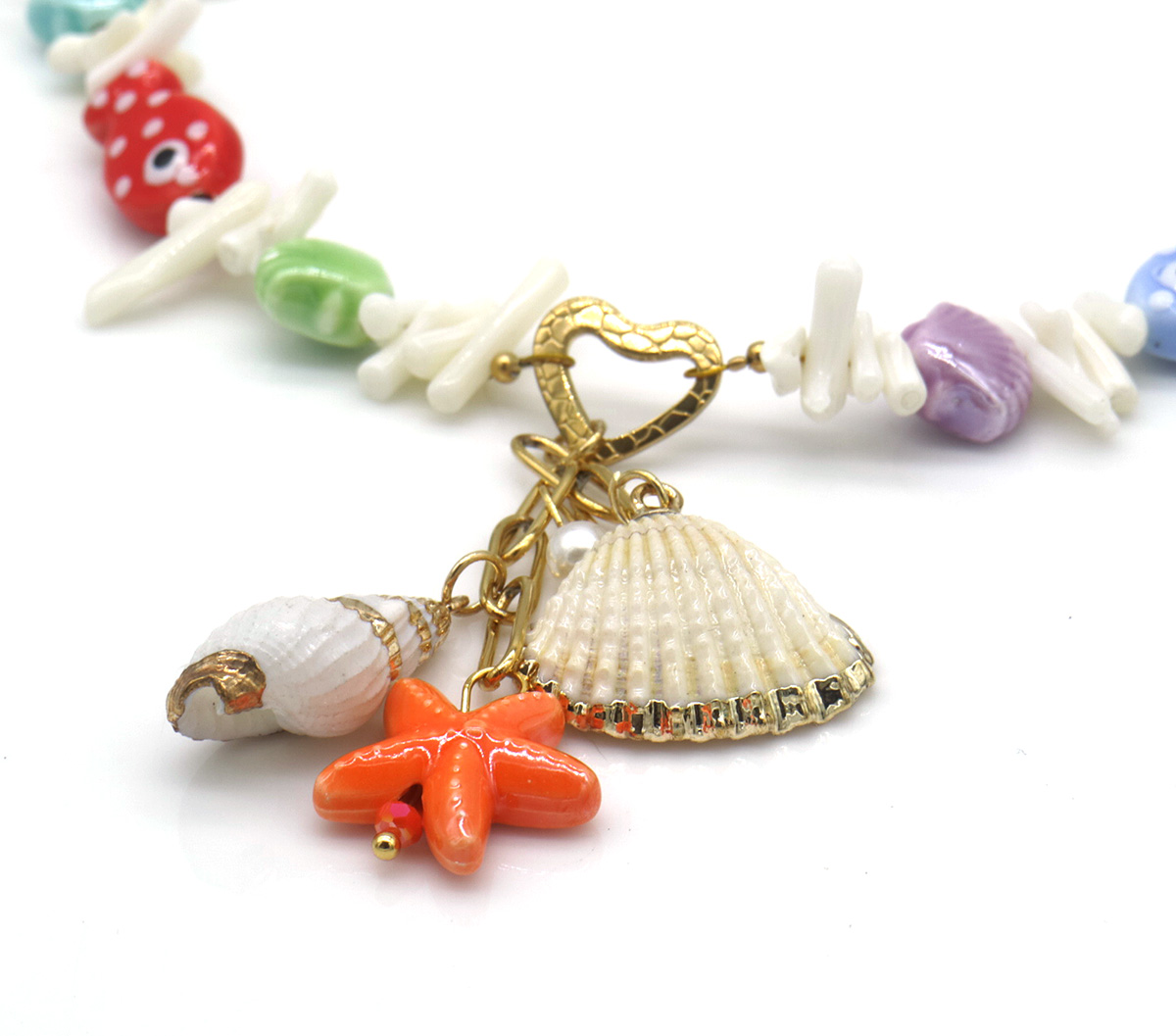 G-C10.1 N1036-014G S. Steel Necklace Shells - Fish 40-45cm