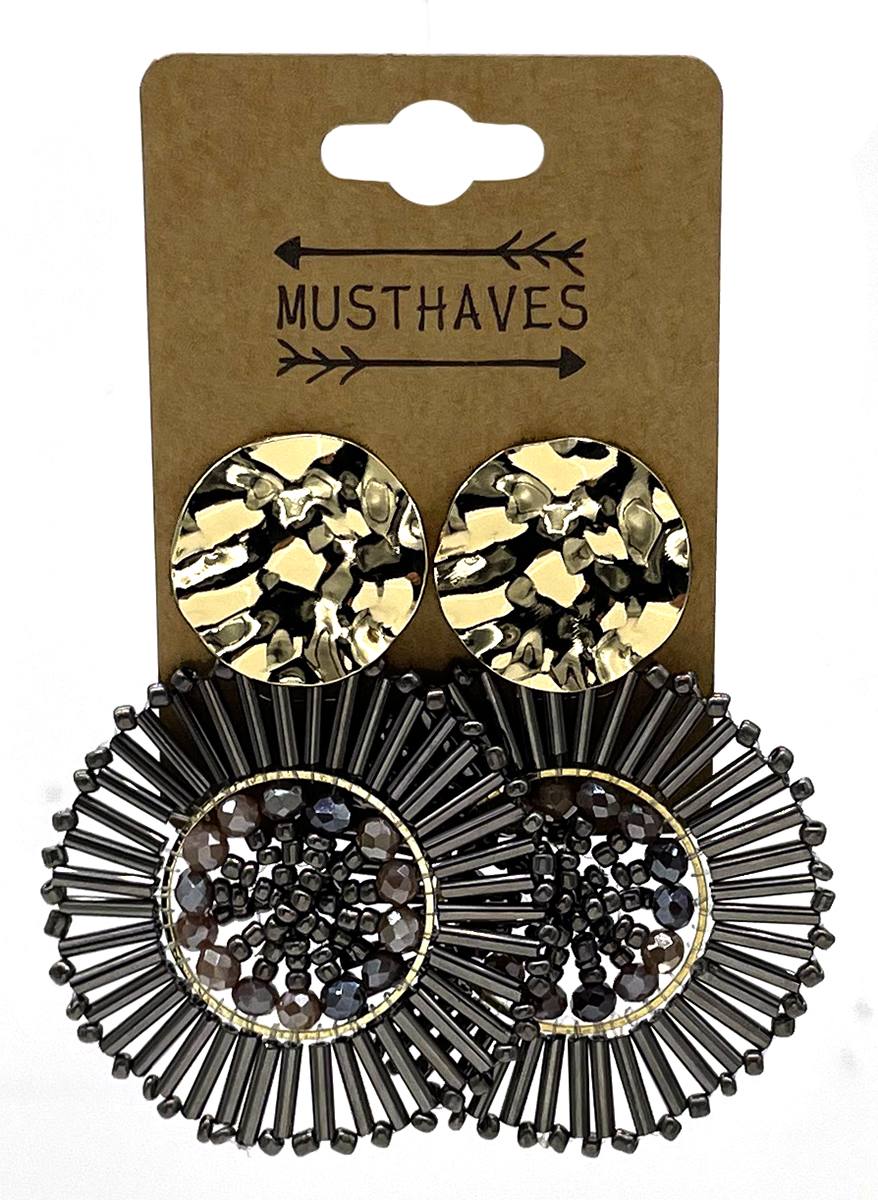 E-B20.3 E2591-130-1 Earrings Faceted Glass Beads 6x4.5cm Brown