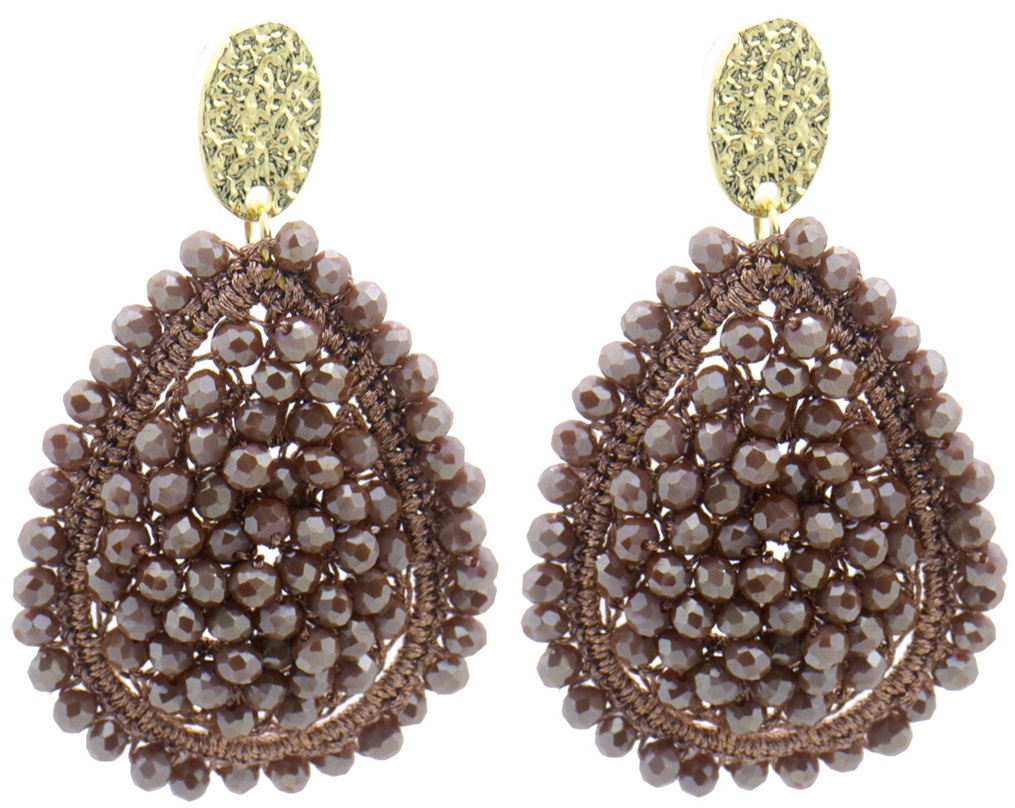 G-E24.2 E007-059-3 Earrings Faceted Glass Beads 7x4cm