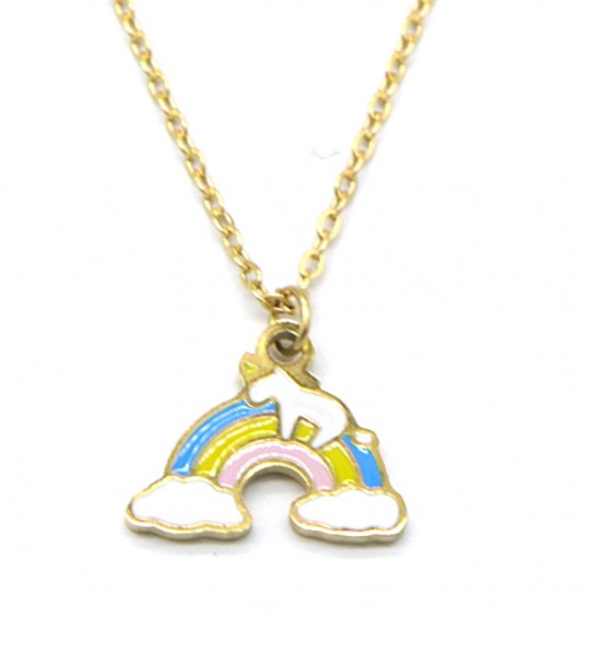 H-D3.3 N221-309G S. Steel Kids Necklace 15mm Rainbow 35-41cm