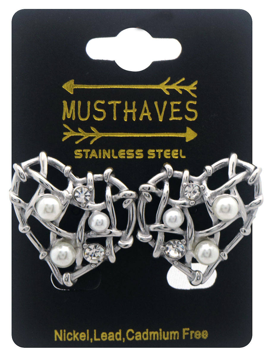 H-C4.2 E074-088S S. Steel Earrings Heart 2.5cm